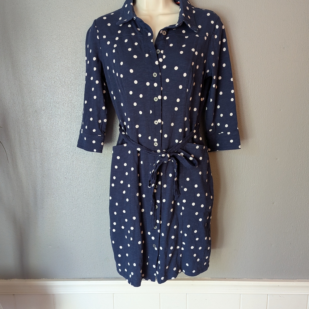 Boden Dark Blue Mini Dress with White Dots